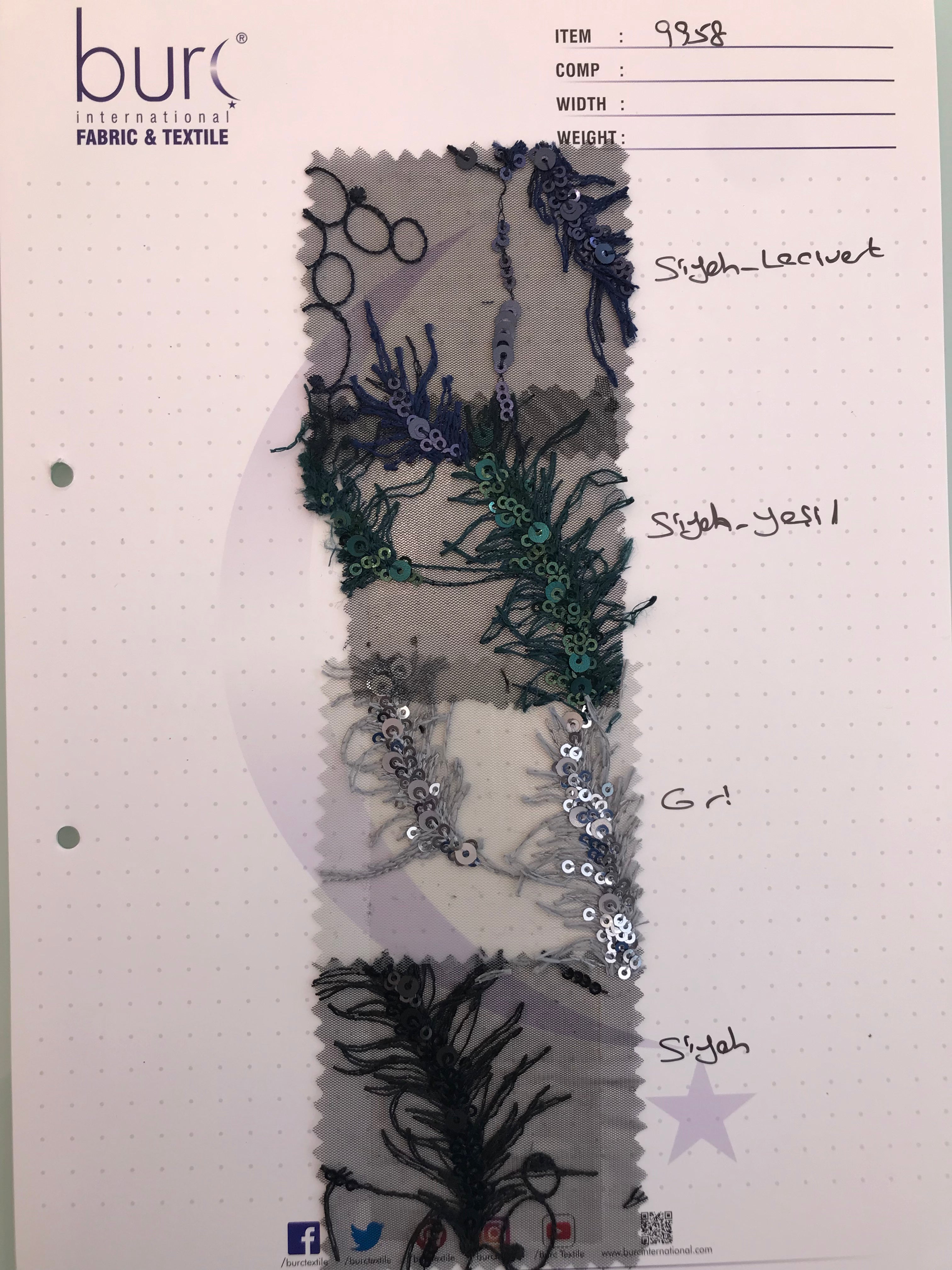 3D Small Fringed Eyelashes Sequin Embroidery Fabric
