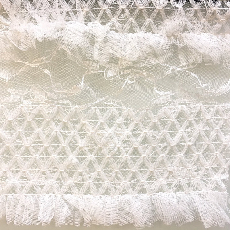 White Trim Corded Fringe Embroidery Lace Fabrics | Starsign Fabrics