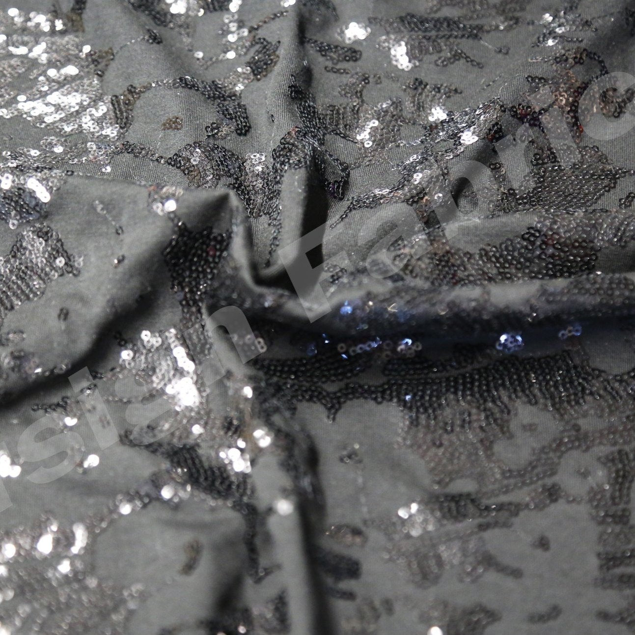 Natural Rayon Fiber Jersey Sequin Embroidered Knitted Cream Fabric