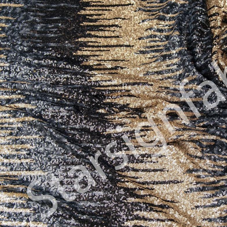 Gold Zigzag Design Allover Sparkly Sequin Fabric | Starsign Fabrics