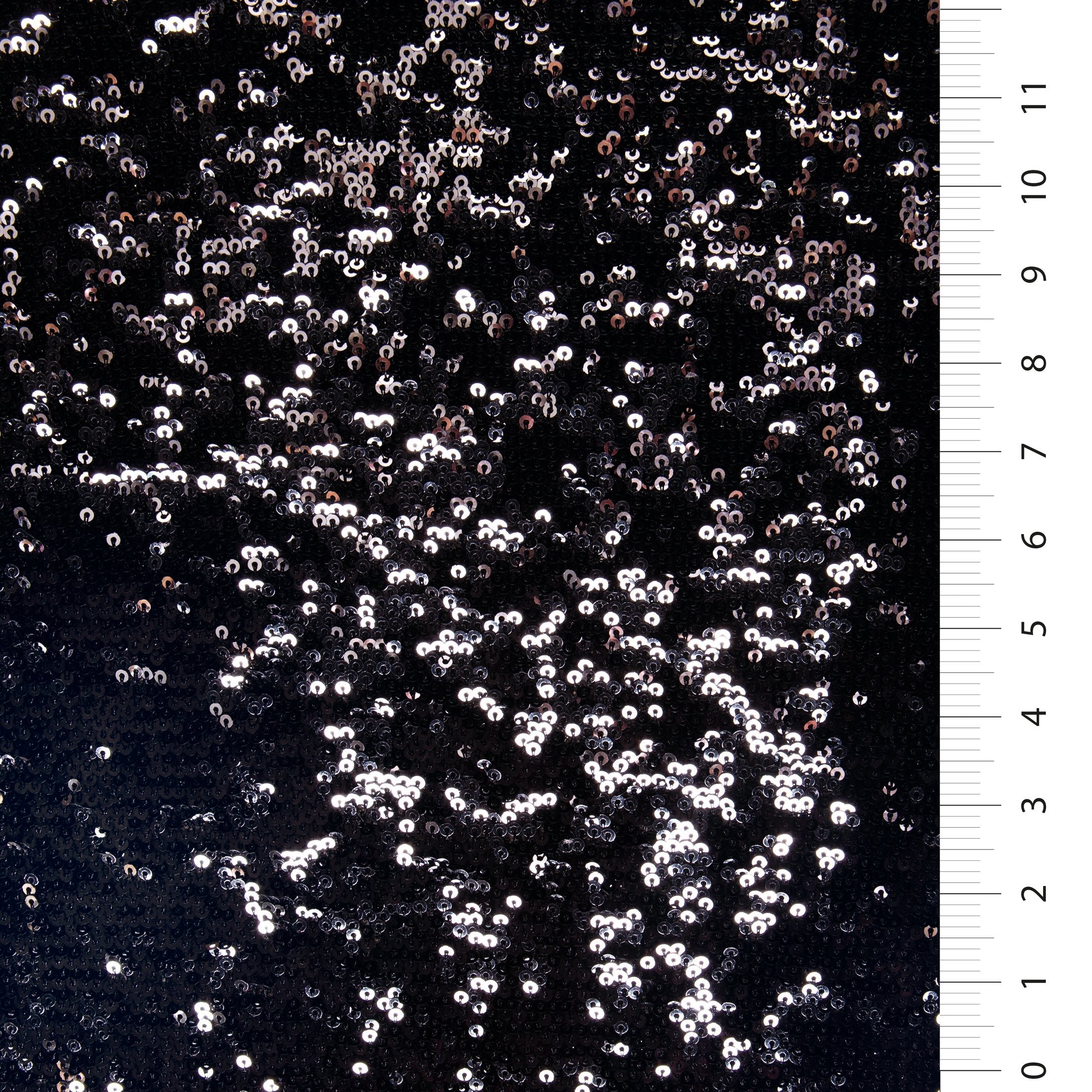 Black New York Style Soft Textured Small Sequin Fabric | Burç Fabric