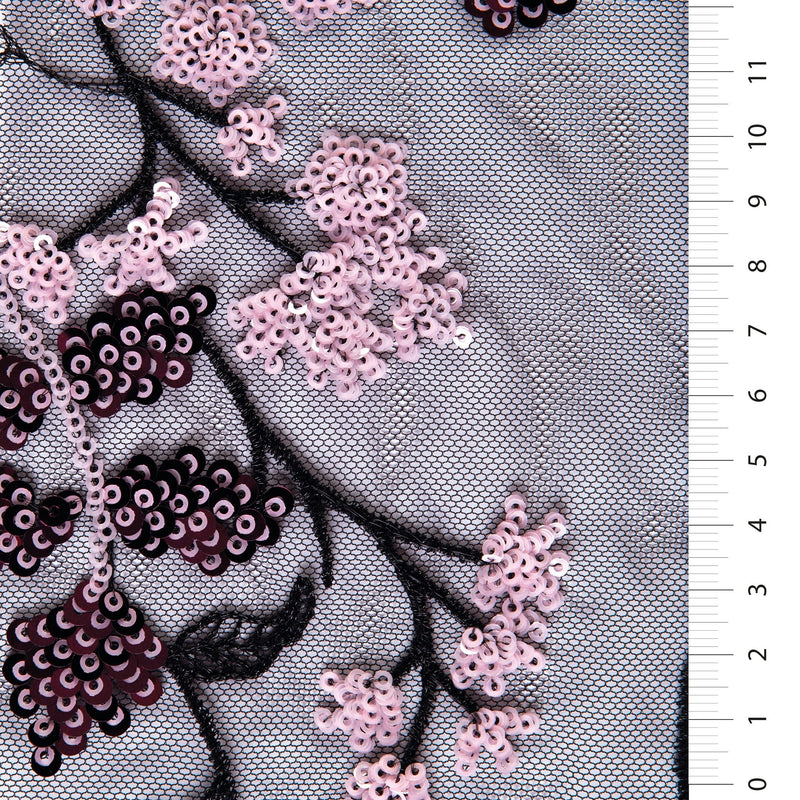 Grey Floral Embellished Lace Sequin Embroidery Fabric|Startsign Fabrics