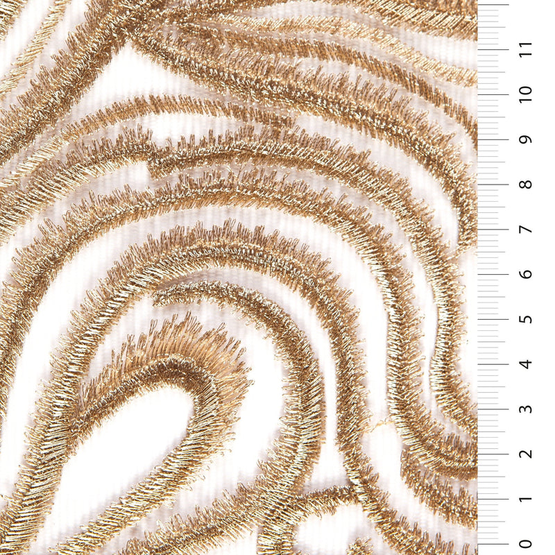 Desert Dune Design Shiny Lurex Thread Embroidered Fabric