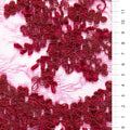 Red Scalloped Edge Drawstring Floral Embroidery Lace Fabric | Burç Fabric