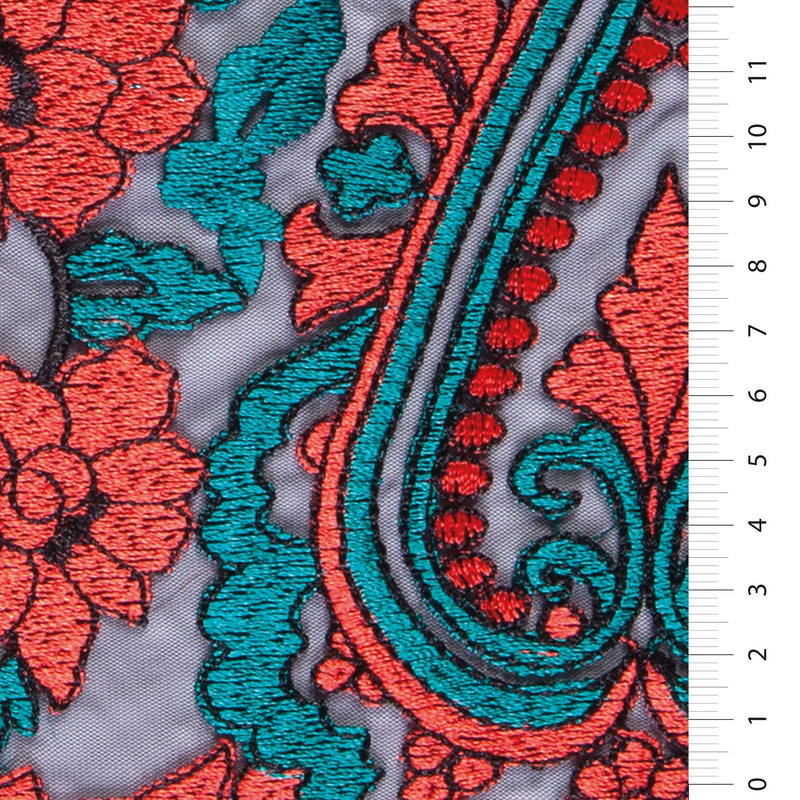 Scalloped Edge Colourful Yarn Embroidery Fabric | Starsign Fabrics