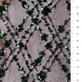 Green Cluster Sequin Embroidered Knitted Tulle Fabric | Burç Fabric