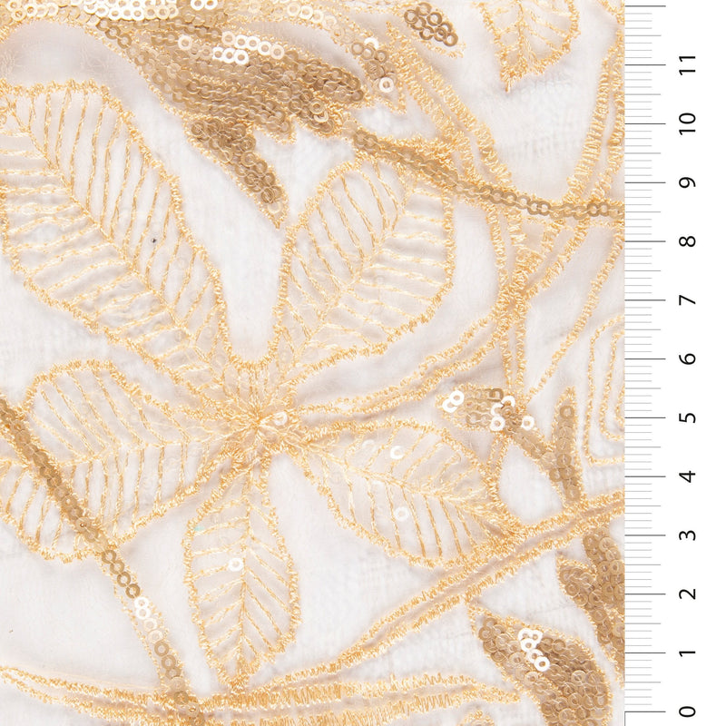 Gold Floral Embroidered Lace Fabric Geneva Style | Starsign Fabrics