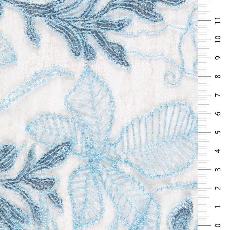 Blue Floral Embroidered Lace Fabric Geneva Style | Starsign Fabrics
