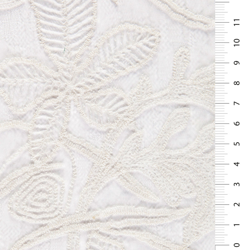 Geneva Style White Floral Embroidered Lace Fabric | Burç Fabric