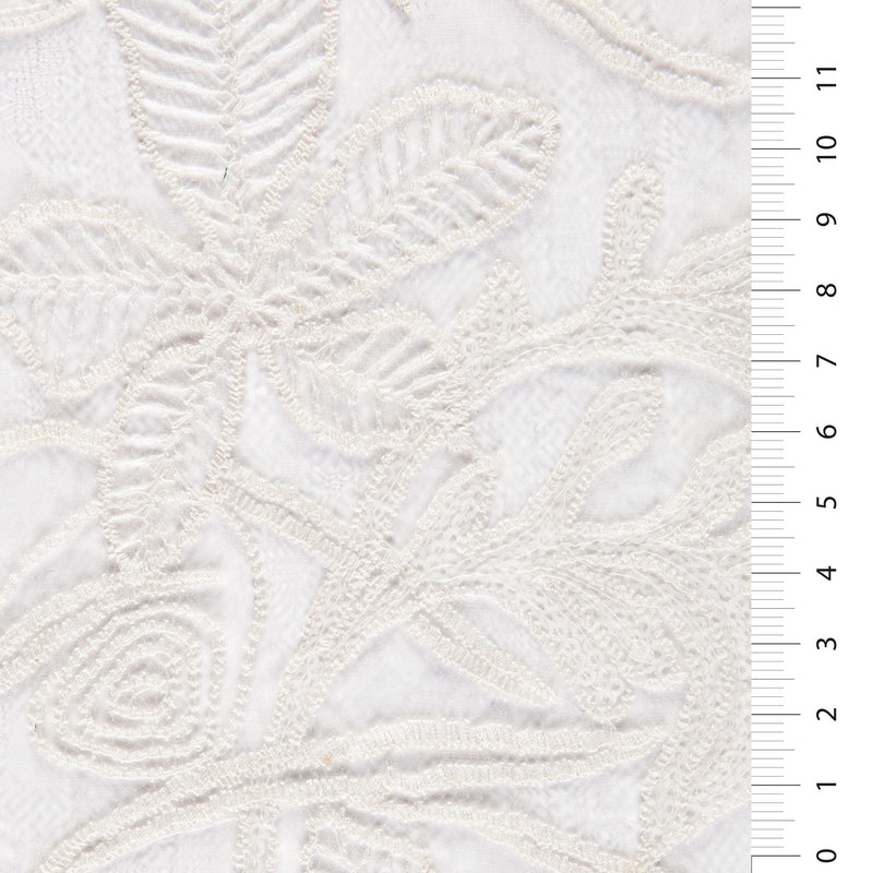 White Floral Embroidered Lace Fabric Geneva Style | Starsign Fabrics
