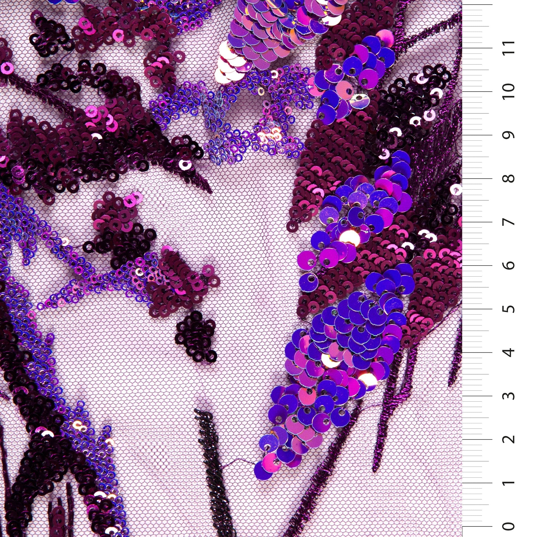 Floral Design Colorful Sequin Embroidery Tulle Fabric