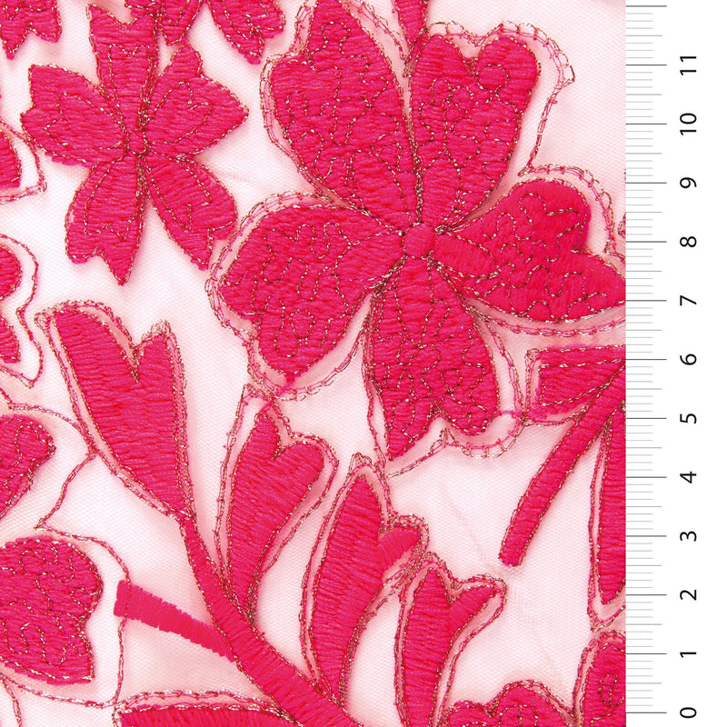 Floral Shimmer Metallic Thread Embroidered Fabric