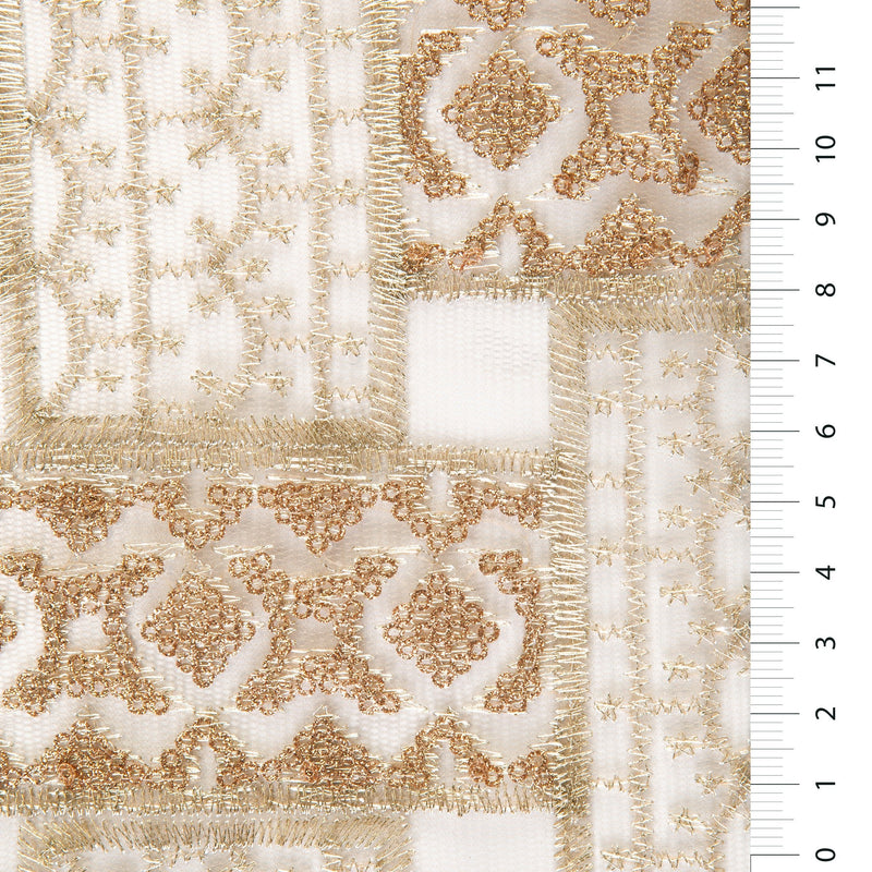 Gold Traditional Style Sparkling Gold Sequin Embroidery | Starsign Fabrics