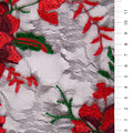 Green-Red Floral Embroidery Lace Fabric Majorca Style | Starsign Fabrics