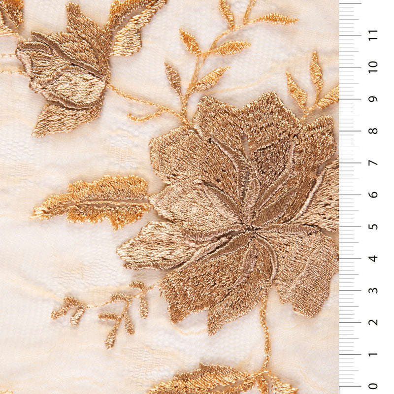 Gold Floral Embroidery Lace Fabric Majorca Style | Starsign Fabrics