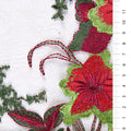 Green Fabric with Colored Thread Embroidery with Wildflower Design