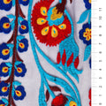 Blue Floral Colourful Yarn Embroidery Fabric | Starsign Fabrics