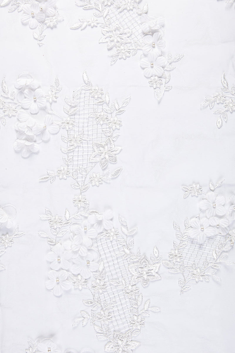 3D Flower Design Bridal Embroidery Fabric