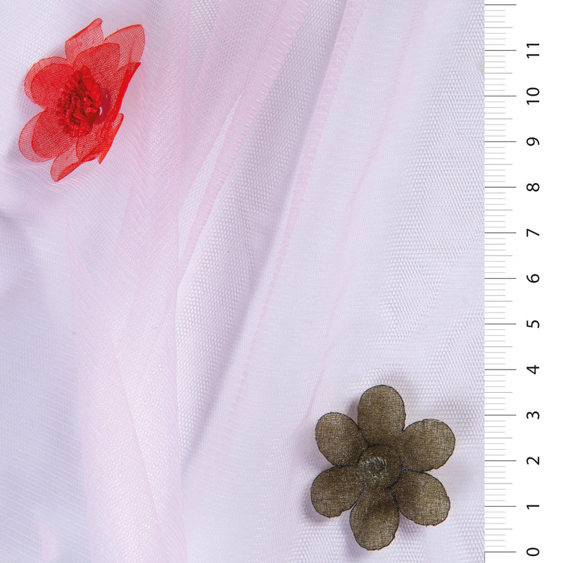 Mesh Fabric with Fluffy 3D Colourful Flowers | Starsign Fabrics