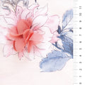 Blue 3D Flower Print Design Embroidery Woven Fabric | Starsign Fabrics
