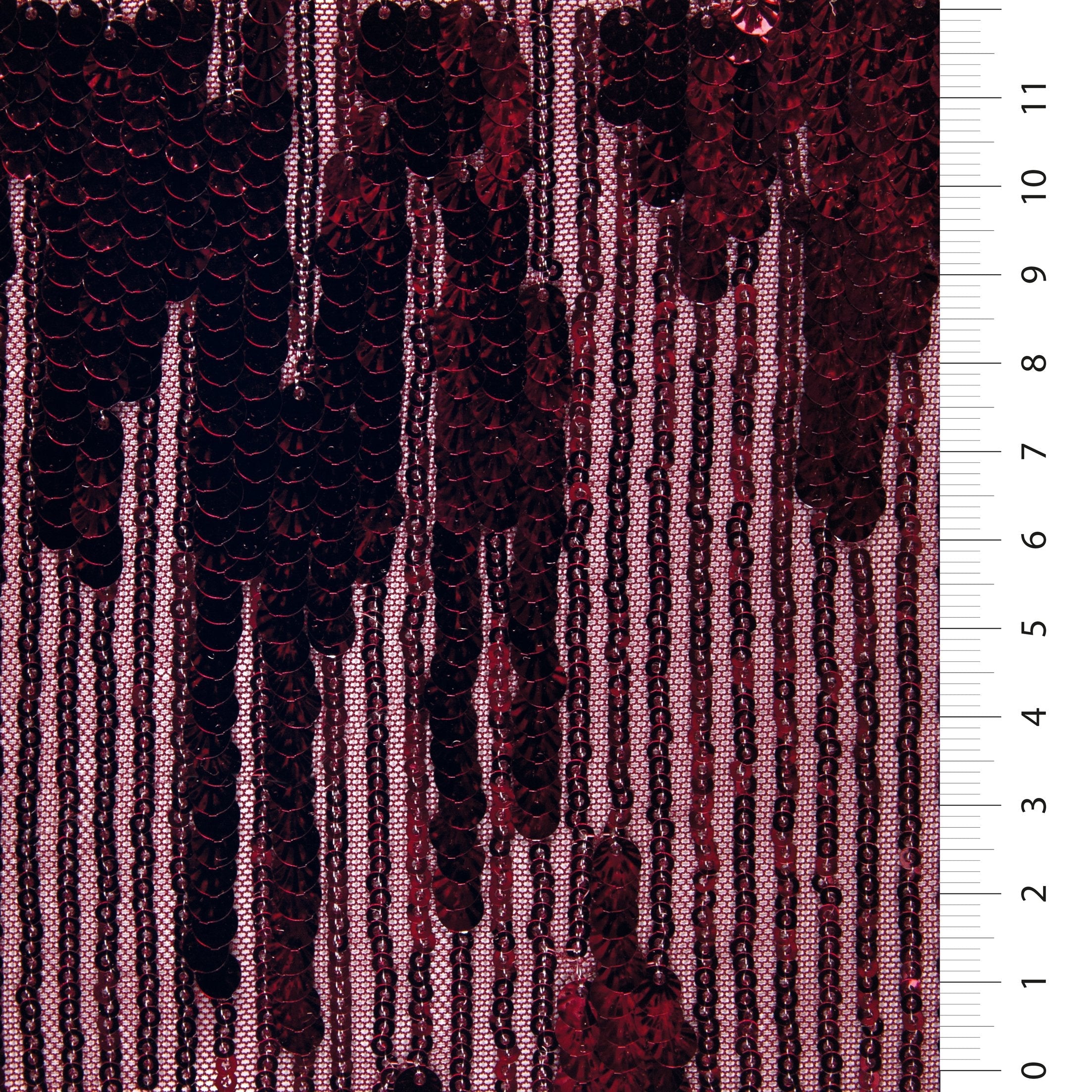 Şelale Design Burgundy Mermaid Sequin Embroidered Fabric | Burç Fabric