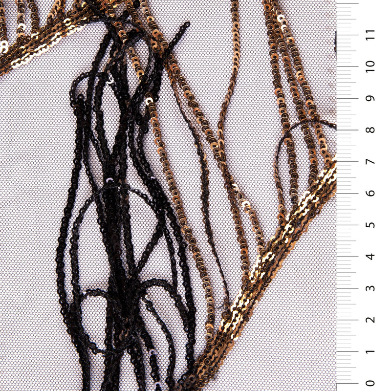 Gold Trim Sequin Embroidery Tulle Fabric | Starsign Fabrics