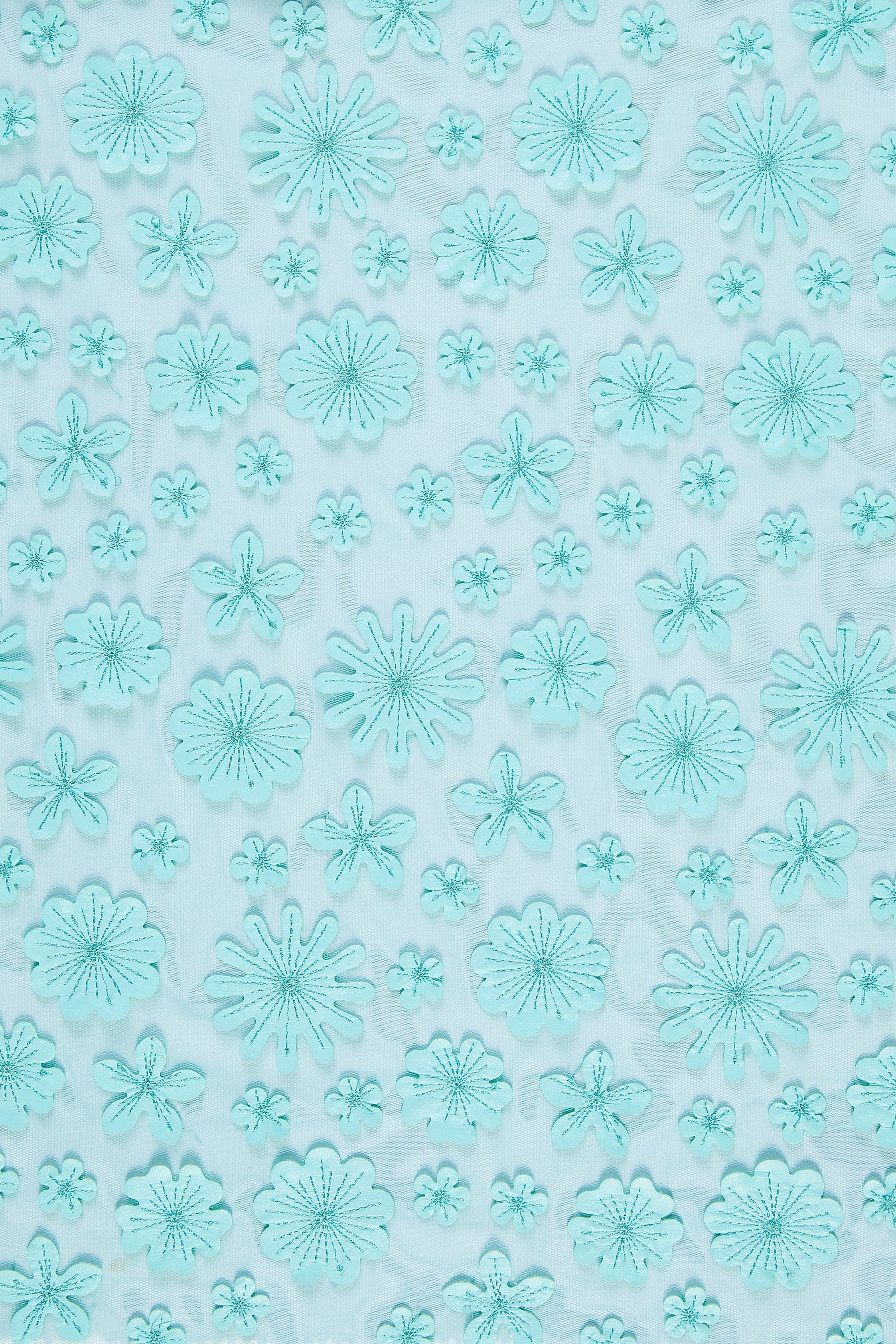 Clover Petal Design Faux Leather Embroidery Fabric | Burç Fabric
