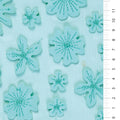 Mint Clover Petal Design Faux Leather Embroidery Fabric | Burç Fabric