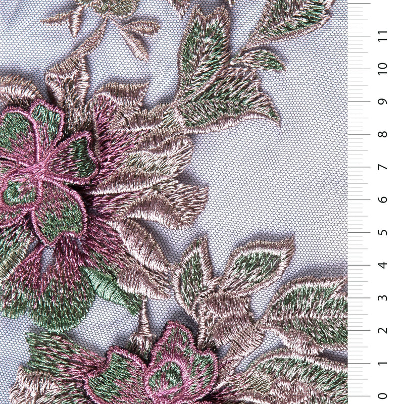3D Flower Design Yarn Embroidery Fabric Lily Design