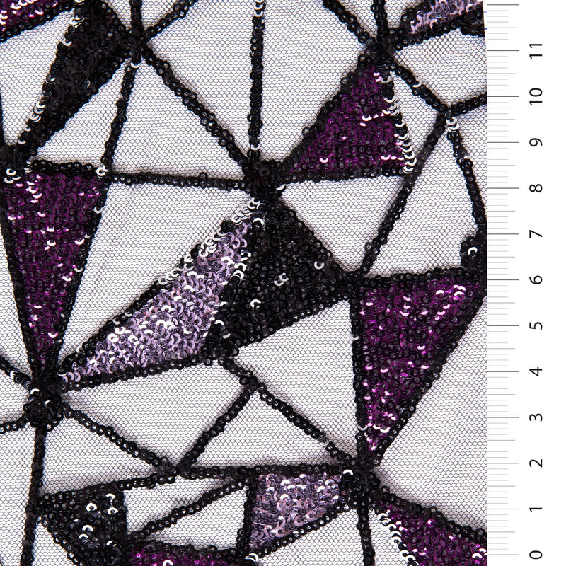 Purple Geometric Colourful Yarn Embroidery Fabric | Starsign Fabrics