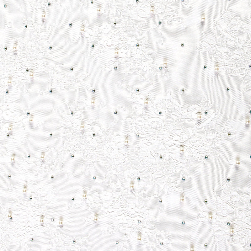 White Pearl Beaded Lace Embroidery Fabric | Burç Fabric