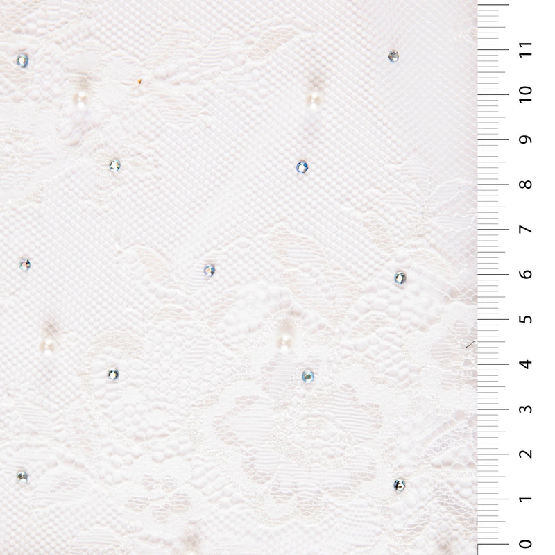 White Bridal Embellished Beaded Lace Embroidery Fabric | Starsign Fabrics