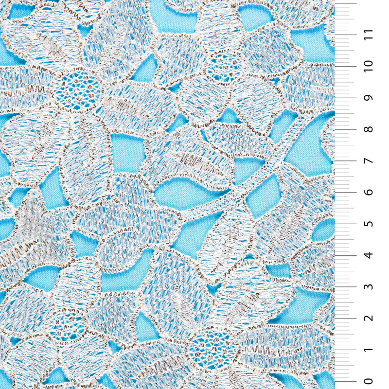 Floral Patterned Foil Printed Guipure Fabric | Burç Fabric
