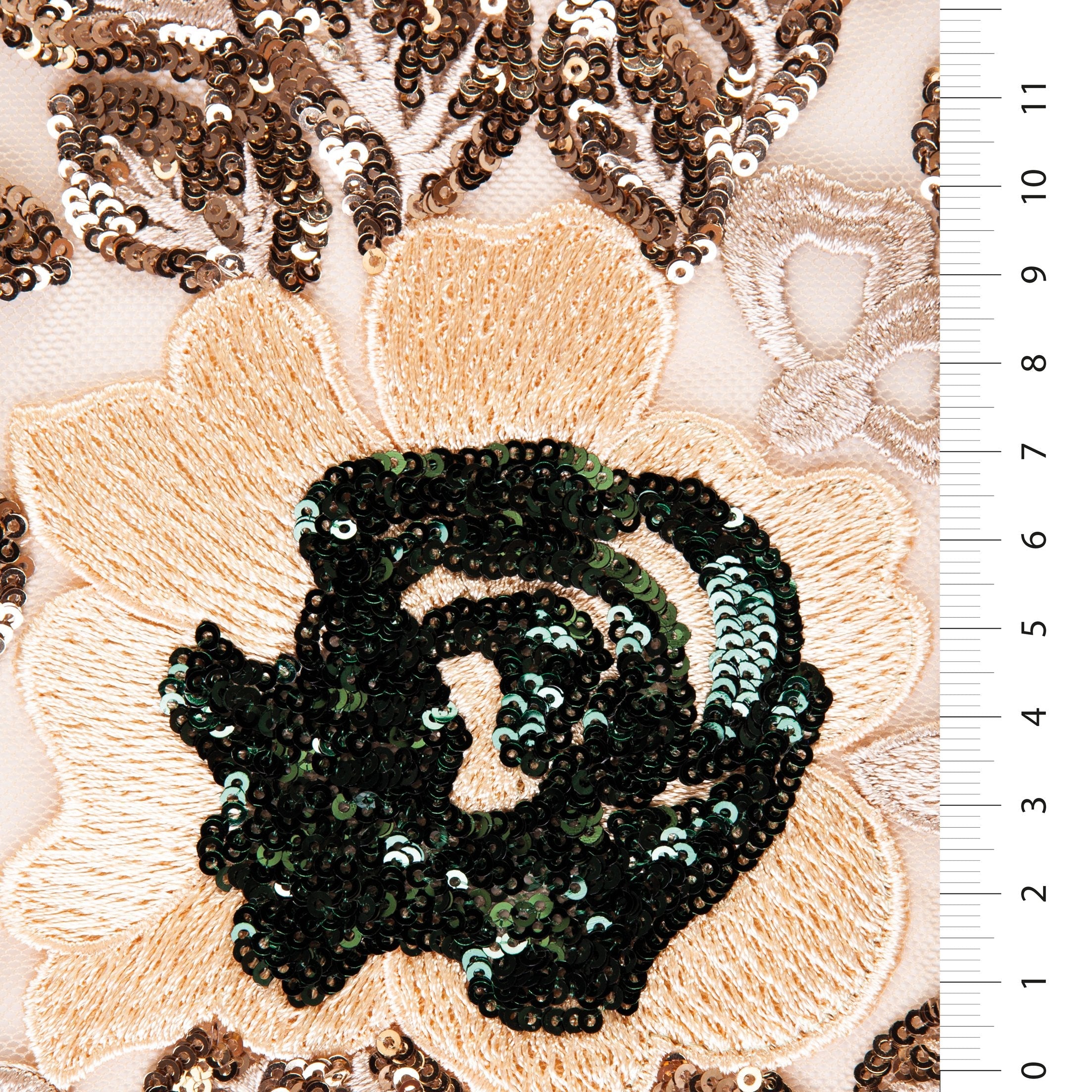 Green Colored Sequined Floral Patterned Fabric | Burç Fabric