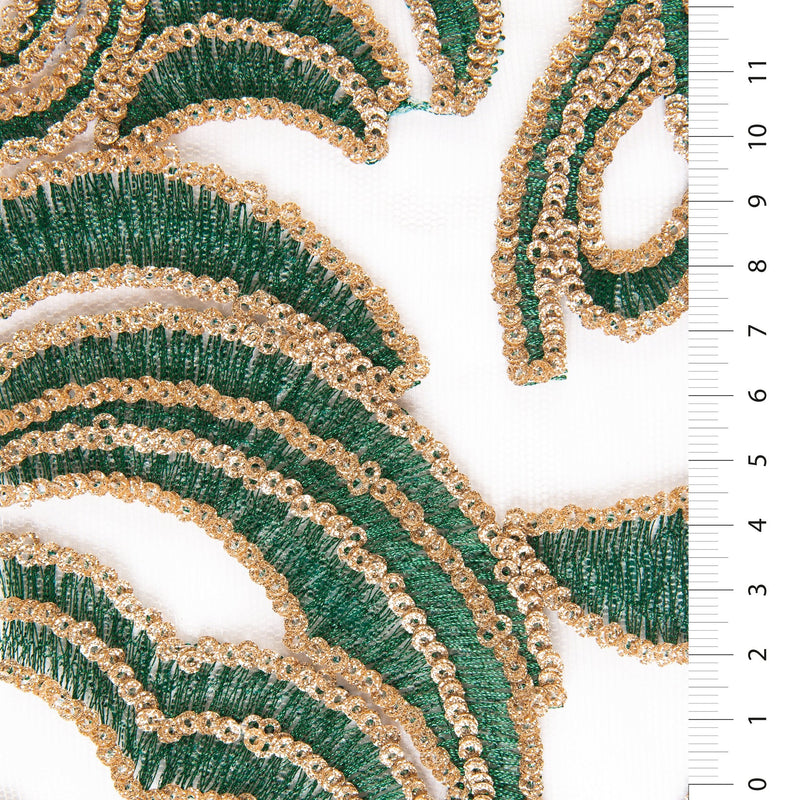 Green Multi Coloured Ornamental Embroidery Fabric | Starsign Fabrics