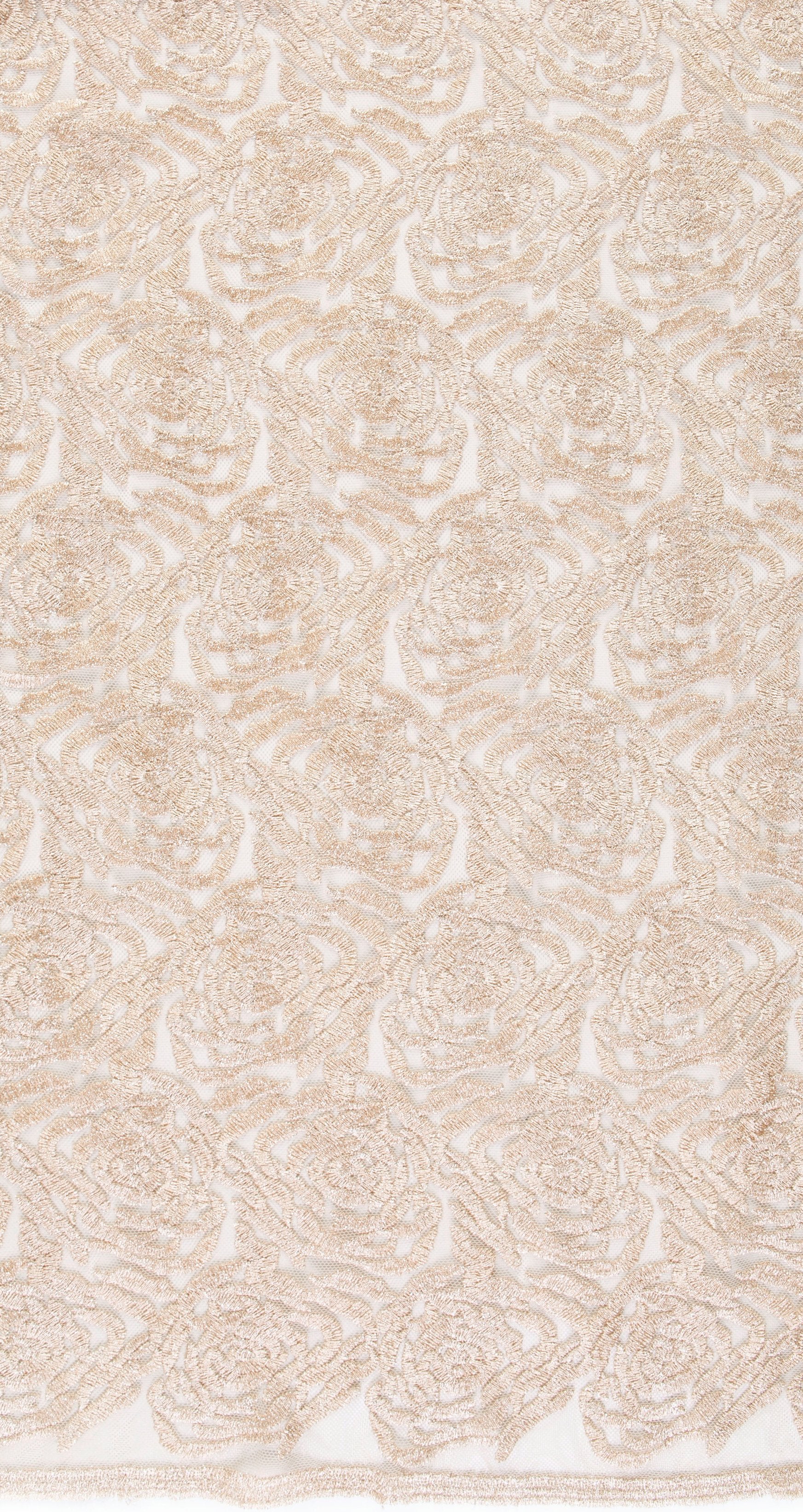 Sparkly Embroidery Fabric with Spiral Flower Design | Burç Fabric