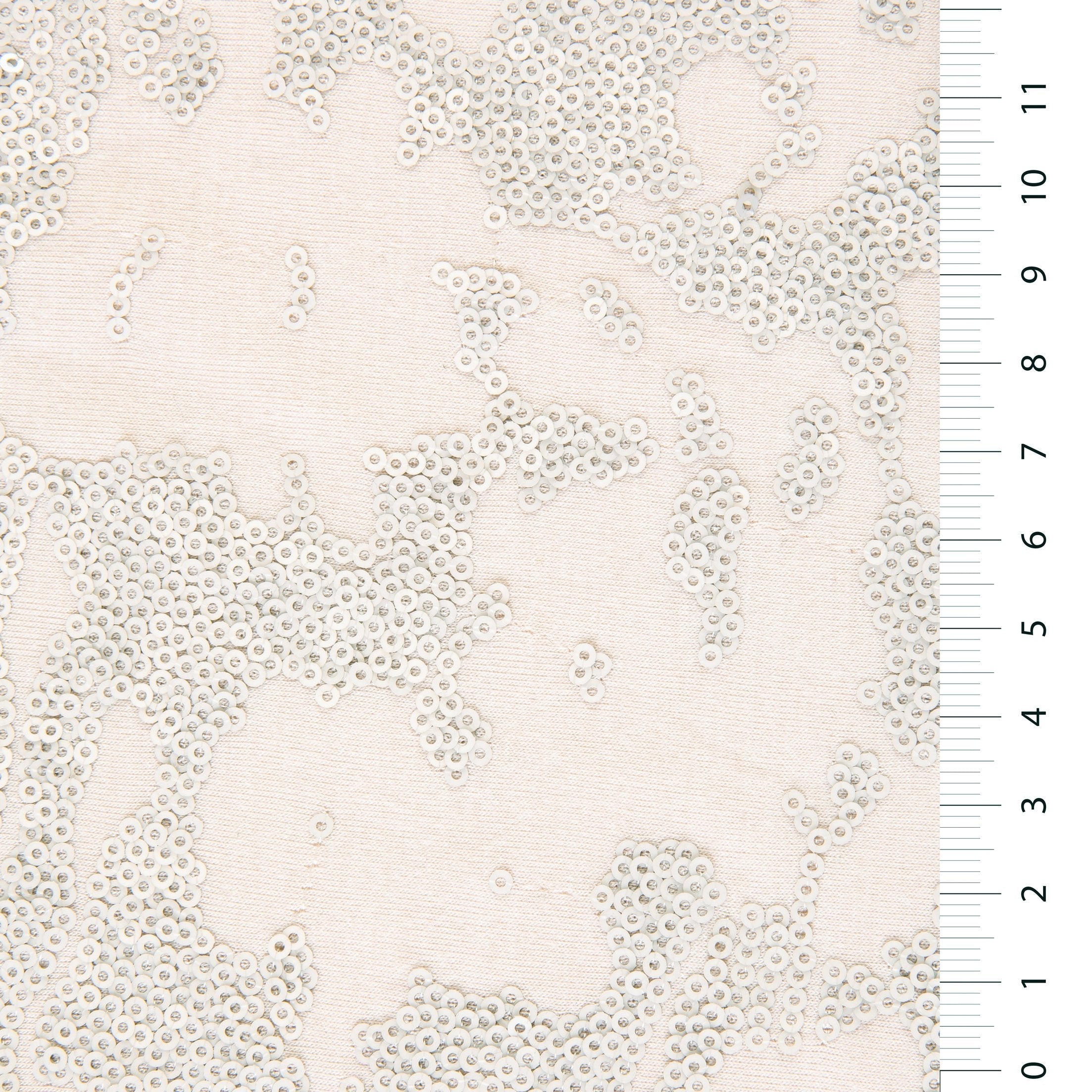Ivory Rayon Viscose Sequin Embroidery Fabric | Burç Fabric