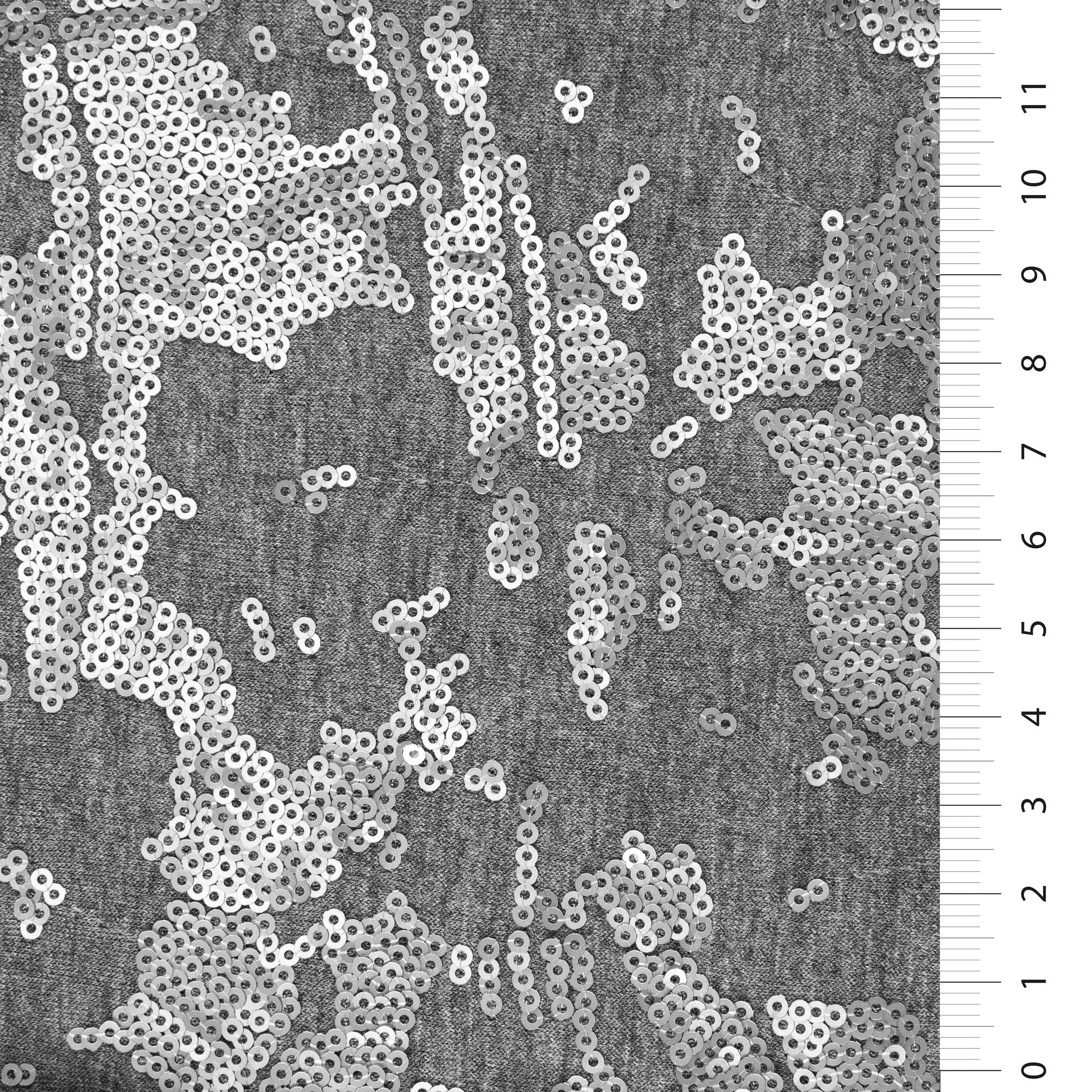 Natural Rayon Fiber Jersey Sequin Embroidered Knitted Cream Fabric