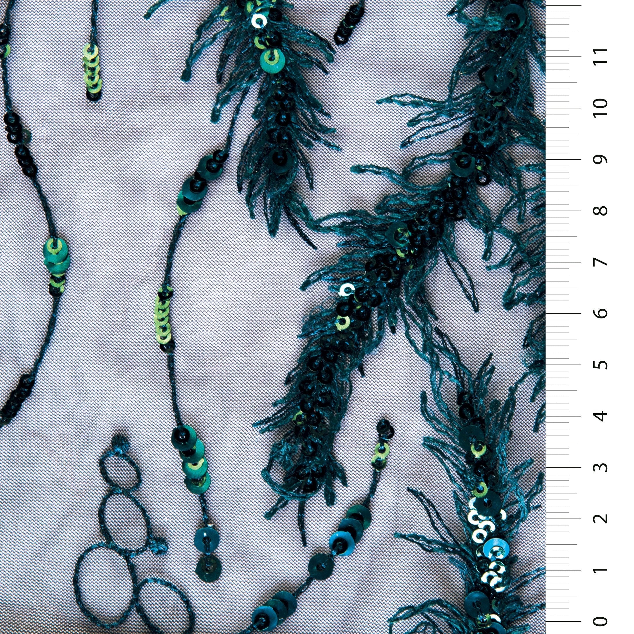 3D Small Fringed Eyelashes Sequin Embroidery Fabric