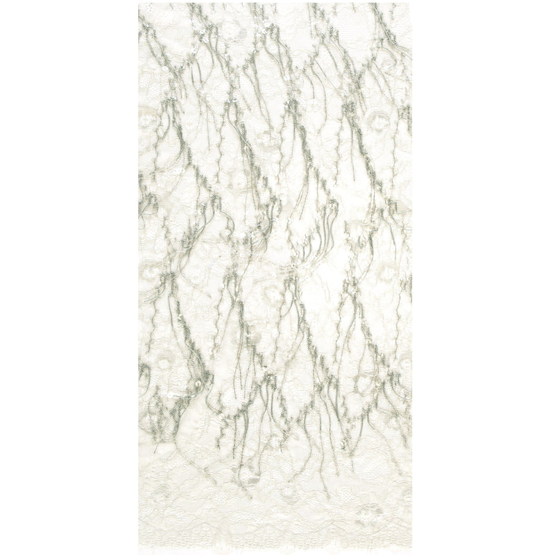 3D Fringe Design Wavy Stripes Transparent Sequin Embroidery Lace Fabric