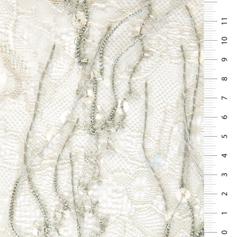 3D Fringe Design Wavy Stripes Transparent Sequin Embroidery Lace Fabric