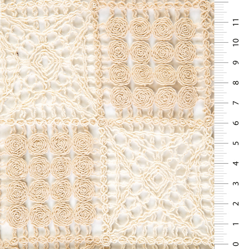 Cotton Geo Square Circle Guipure Embroidery Fabric | Starsign Fabrics