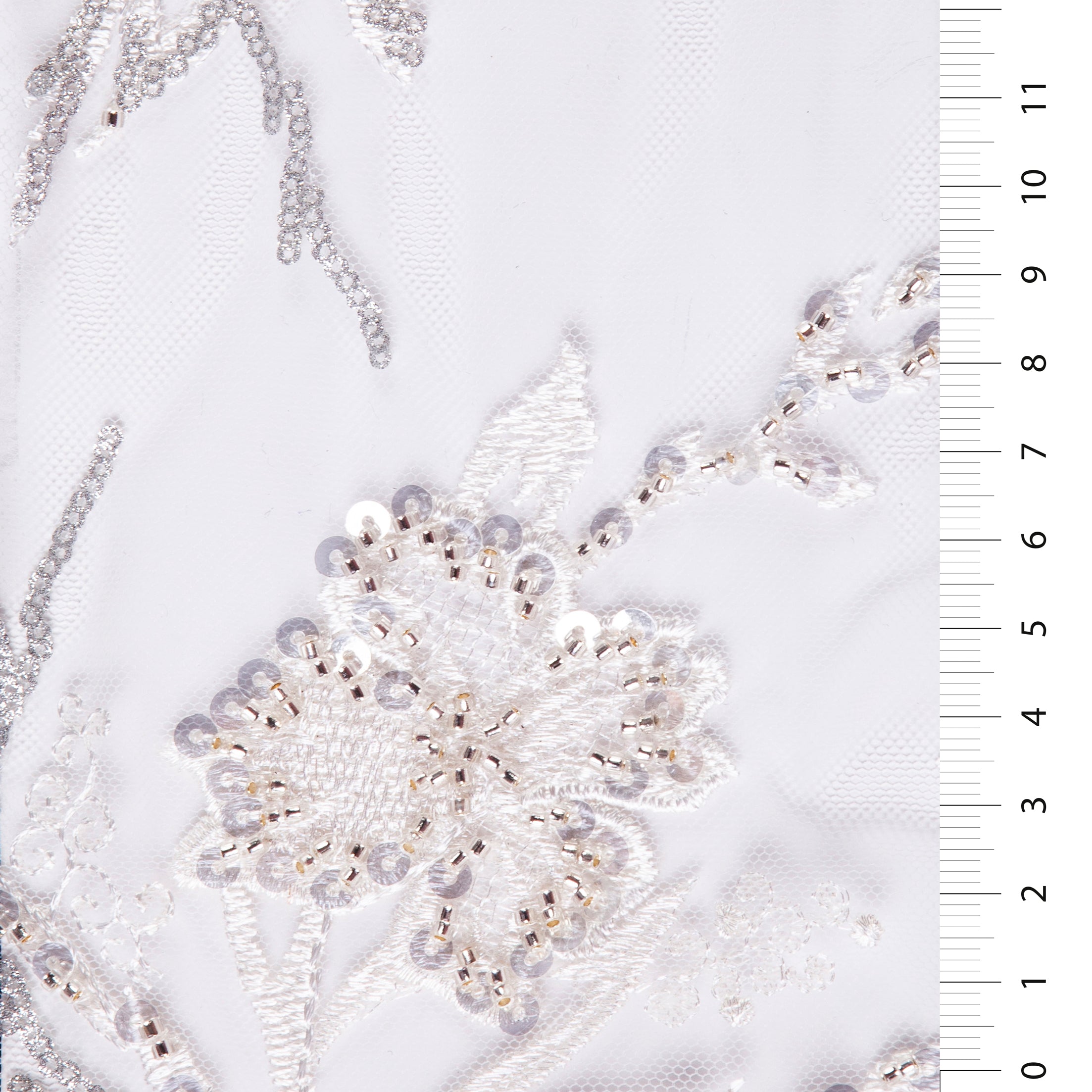 Gold Color Flower Sequin Thread Embroidery Tulle Fabric with Scallop Edge Black