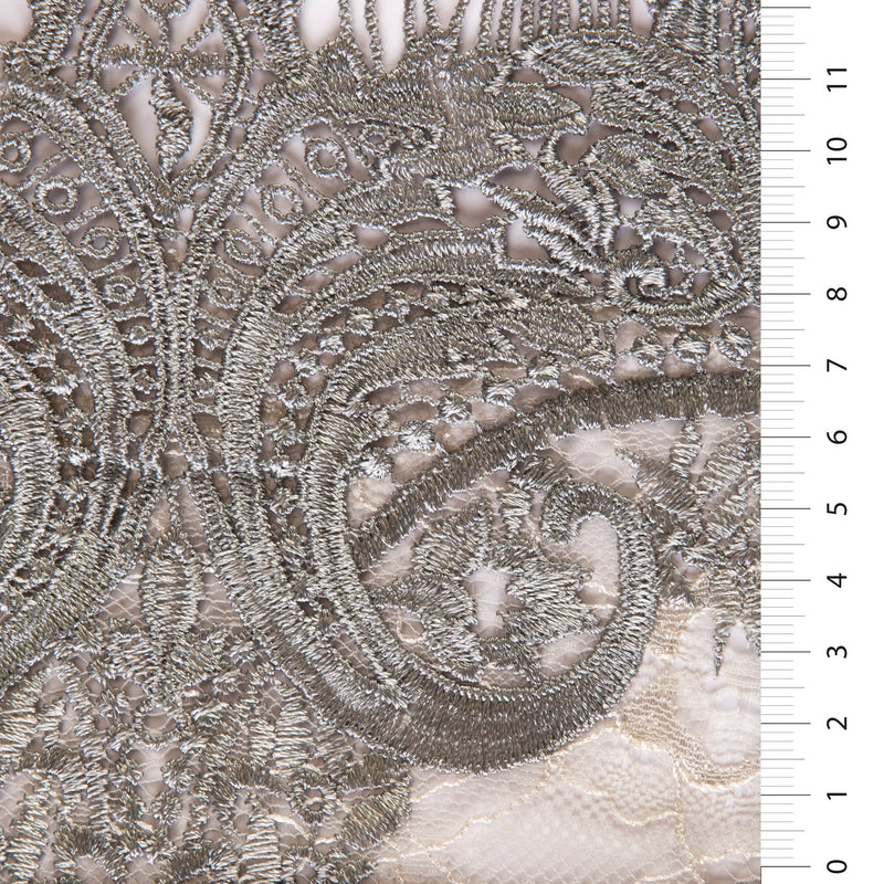 Gray Double Layer Lace Guipure Embroidery Fabric | Burç Fabric