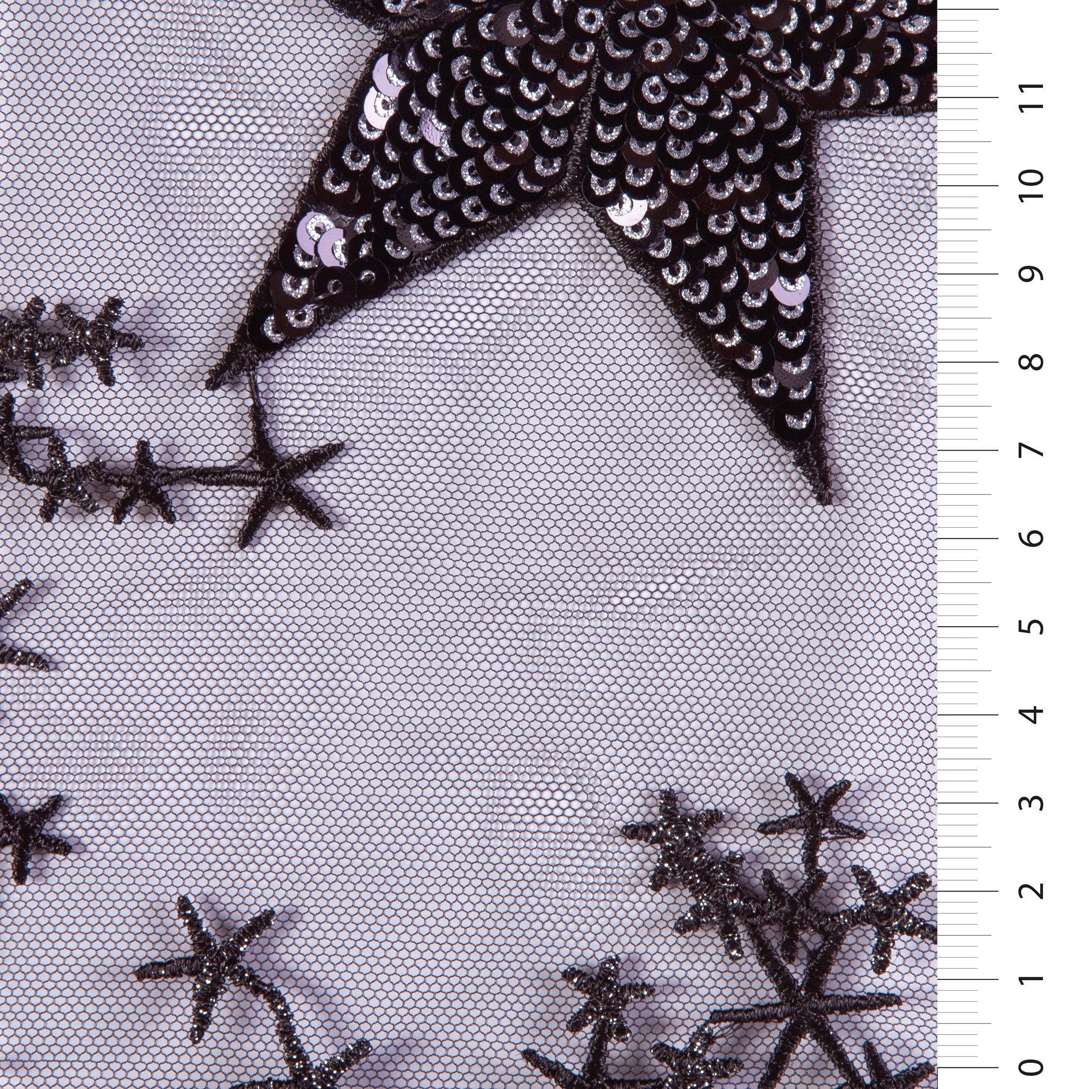 80's Disco Style Shiny Star Sequin Embroidered Fabric