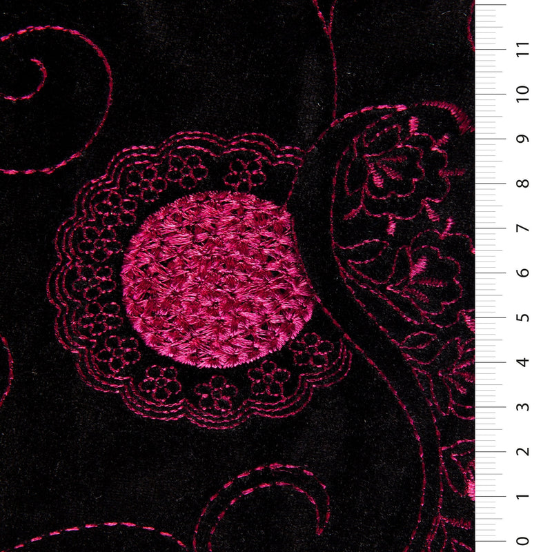 Black Velvet Colourful Yarn Embroidery | Starsign Fabrics