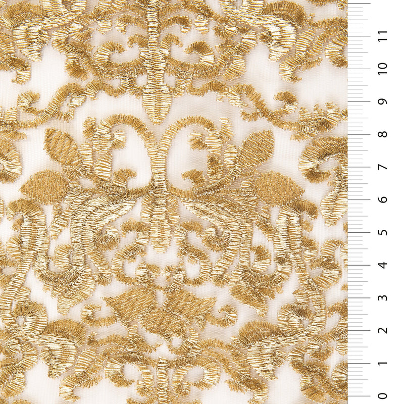 Gold Lurex Yarn Embroidery Fabric Abu Dhabi Style | Starsign Fabrics