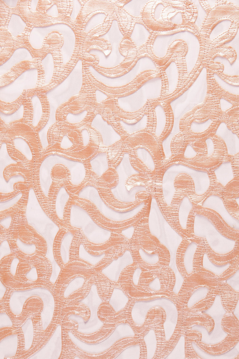 Laser Cut Faux Leather Embroidery Mesh Tulle Fabric | Burç Fabric