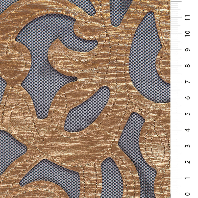 Beige Laser Cut Faux Leather Embroidery Fabric | Starsign Fabrics