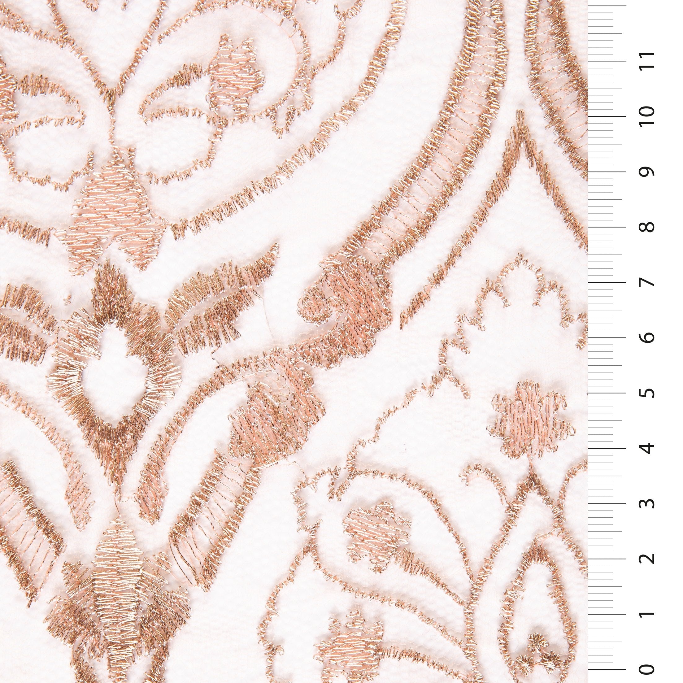 Symmetrical Embroidered Fabric with Salmon Decorative Trimmings | Burç Fabric
